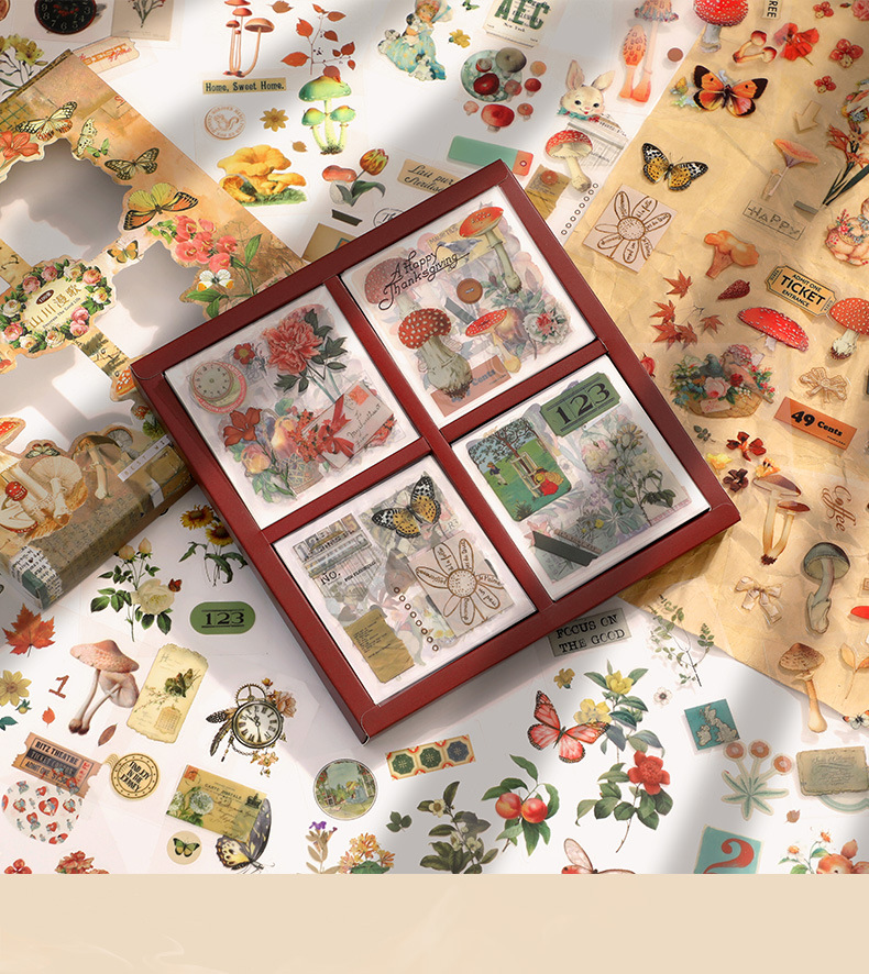 Set 10 tấm sticker chiết ngẫu nhiên từ hộp 100 sticker vintage