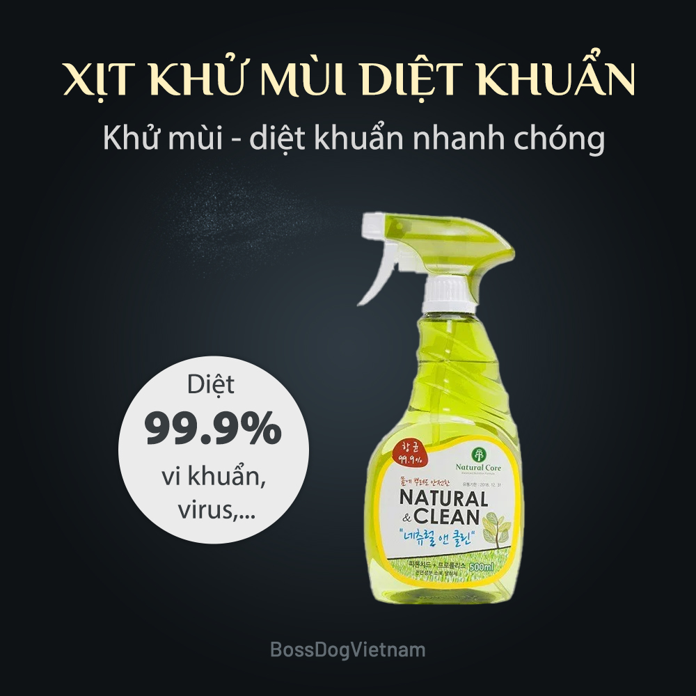 Xịt khử mùi diệt khuẩn Natural Clean - Tiêu diệt 99.9% vi khuẩn, virus,... BossDog
