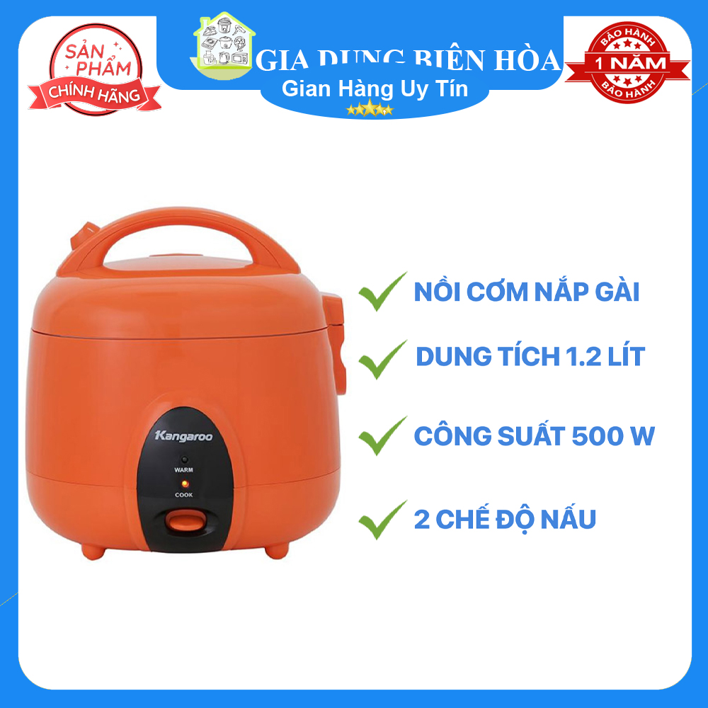 Nồi cơm điện Kangaroo 1.2 lít KG826S - trưng bày mới 99%-Số người ăn 2 - 4 người Công suất:500W Lòng nồi  phủ chống dính:Có xửng hấp
