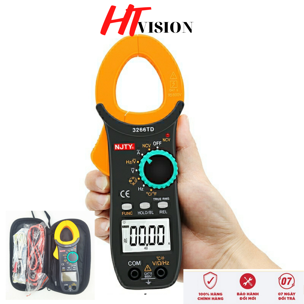 Đồng hồ kẹp dòng - kìm ampe kế NJTY 3266TD van năng đo tụ, tần số, nhiệt độ, điện trở, điện áp, dễ sử dụng