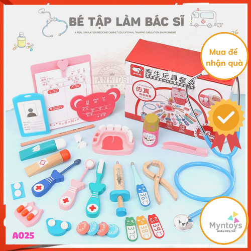 Bộ đồ chơi bác sĩ đóng vai bác sĩ nha khoa cho bé trai,bé gái 1-6 tuổi hàng gỗ đẹp