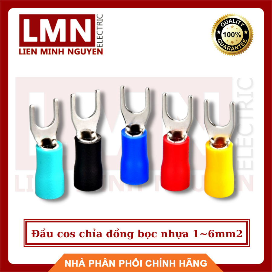 Đầu cos chỉa đồng bọc nhựa bấm đầu dây điện loại 1~6mm2