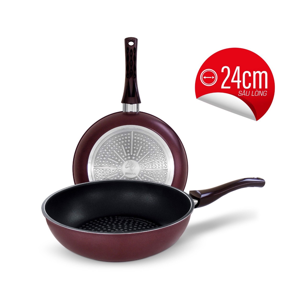Chảo chống dính sâu lòng zebra thái lan 24cm platium plus ih - 174657