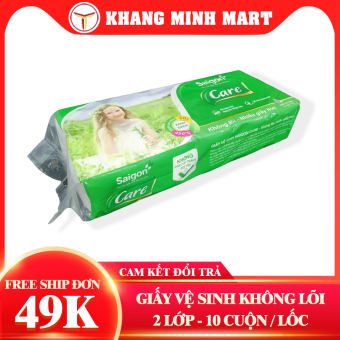 Giấy Vệ Sinh Sài Gòn Không Lõi 2 Lớp Lốc 10 Cuộn