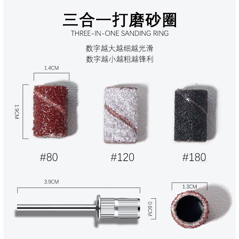 Hộp đầu chà nhám móng 80# - 120# - 180# - hộp 75 cái - kèm đầu gắng - nails 937