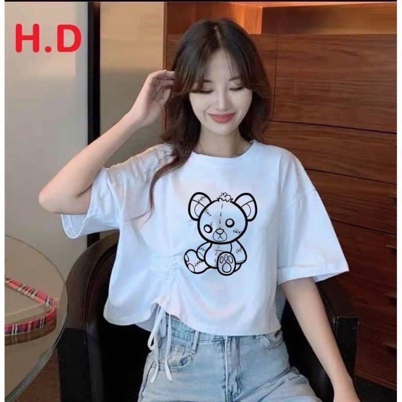 Áo croptop gấu rút eo HD12