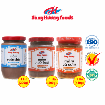 Combo 1 Hũ Mắm Ruốc Chà 200g + 1 Hũ Mắm Ruốc Huế 200g + 1 Hũ Mắm Cá Cơm 440g Sông Hương Foods
