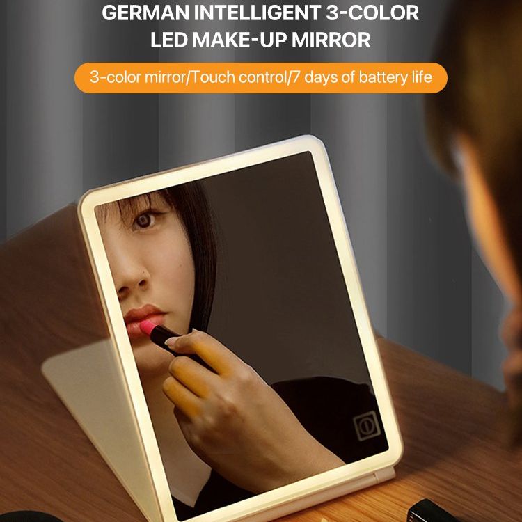 Gambar vivi lifestyle Intelligent portable led mirror makeup desktop Smart home led light make up folding light mirror desktop