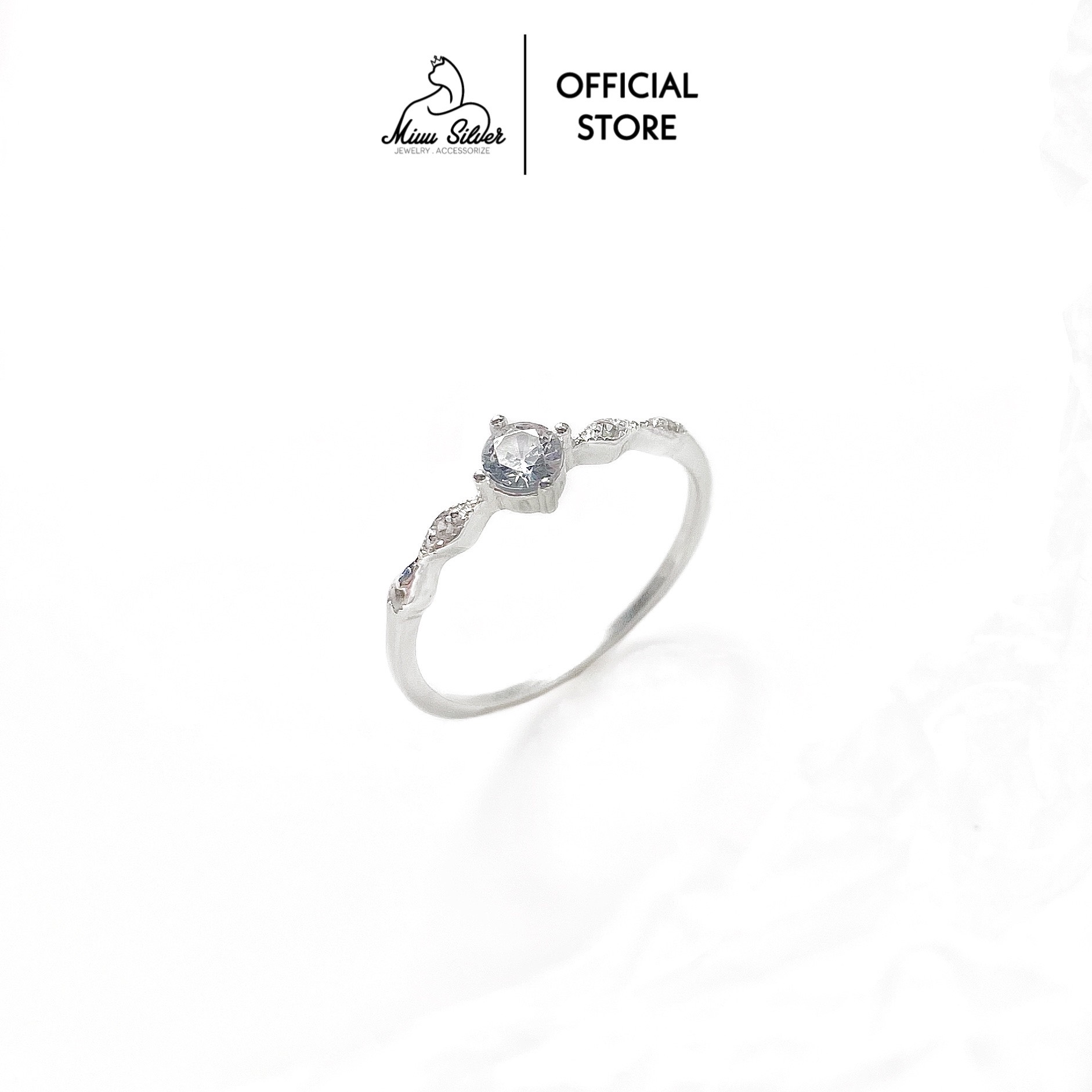 Nhẫn bạc Miuu Silver, nhẫn nữ đính đá Alumia điều chỉnh size