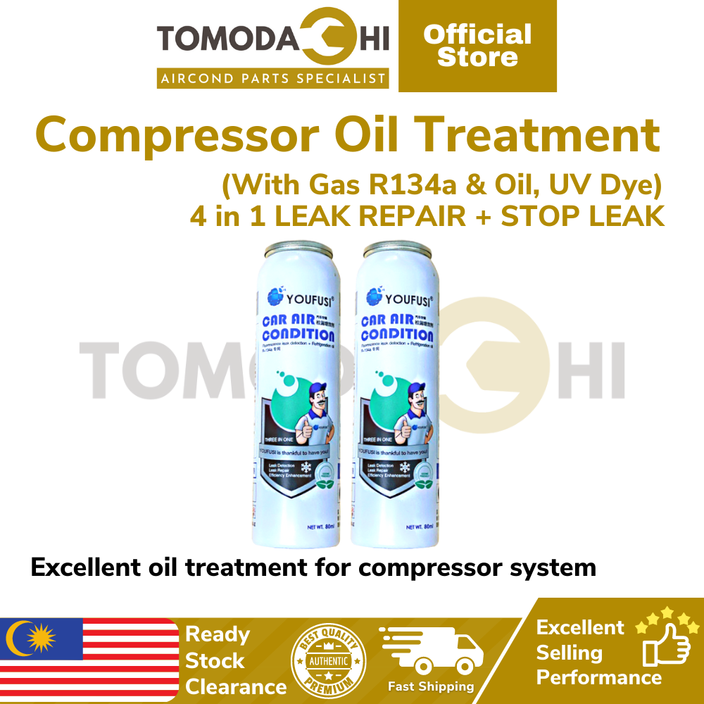 Compressor Oil Treatment (With Gas R134a & Oil UV Dye) 4 in 1 LEAK