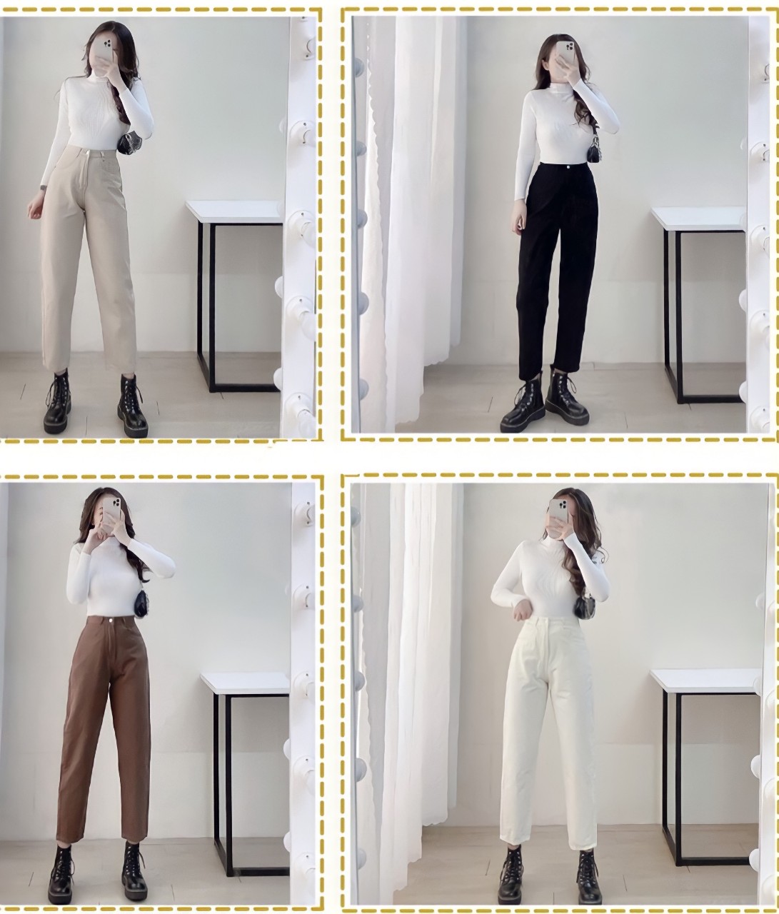 Quần baggy nữ quần baggy kaki trơn baggy lưng cao 3 màu/ màu đen/ màu bò/ màu trắng