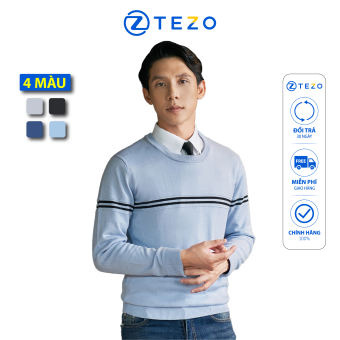 Áo len nam cổ tròn thiết kế phối ngực Tezo  22ALOT003 - TEZO OFFICIAL