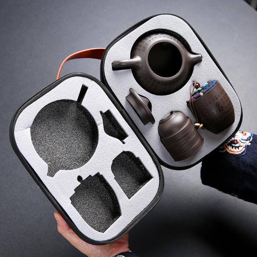 Bộ bình trà tử sa có túi đựng đi du lịch Bộ ấm chén có Tặng Kèm Khăn Lau Cao Cấp(huy gia dung)