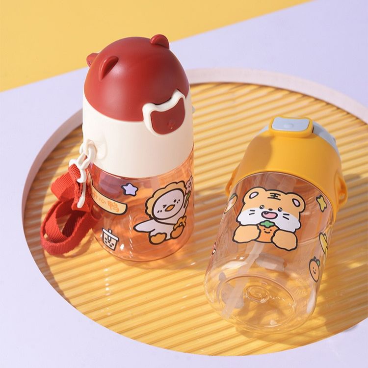 Bình nước cho bé đi học Bebeboo, bình uống nước cho bé có dây đeo dung tích 470ml