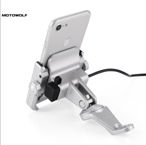 GIÁ ĐỠ ĐIỆN THOẠI CNC GẮN GHI ĐÔNG hoặc CHÂN GƯƠNG XE MÁY MOTOWOLF có rack sạc