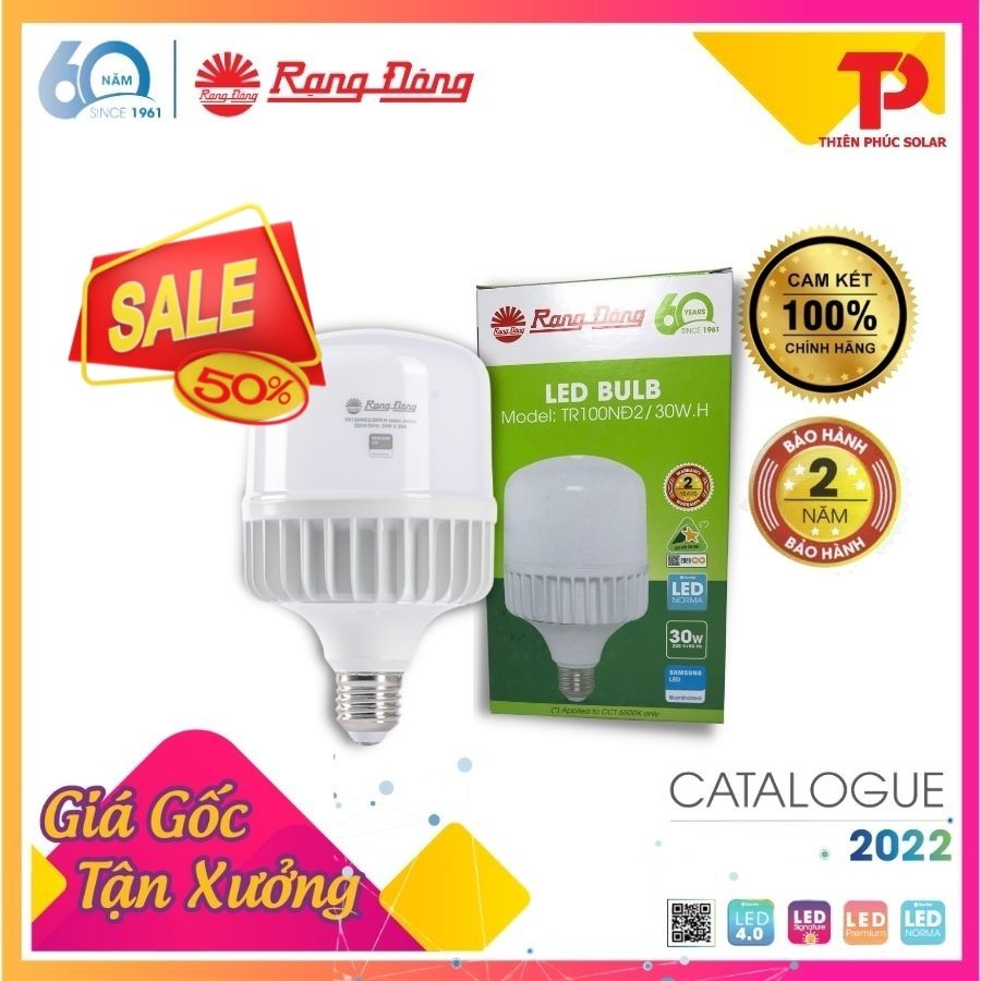 Big Sale Bóng đèn Rạng Đông LED BUL Trụ Nhôm Đúc 30W Model: TR100NĐ2/30W.H Chính hãng Rạng Đông Siêu tiết kiệm điện Tuổi thọ cao Chất lượng ánh sáng đẹp Chip LED Samsung - Giá gốc tận xưởng
