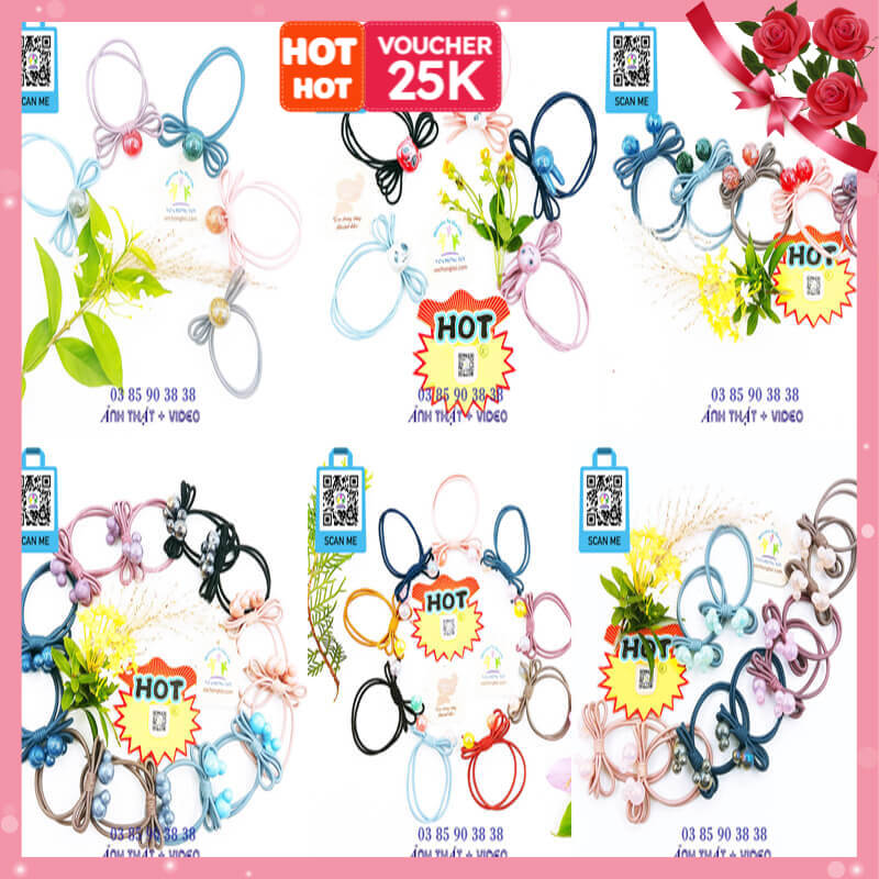 Dây buộc tóc nữ, đồ cột tóc cho bé gái, dây chun phụ kiện nữ Hàn Quốc, dây thun hạt xà cừ nhiều mẫu dễ thương - thương hiệu Vợ Chồng Tôi