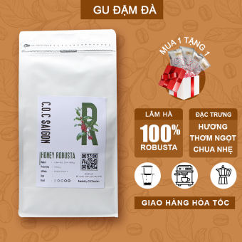 Honey Robusta - Cà phê nguyên chất 100% Robusta Lâm Đồng gu đậm đà truyền thống pha phin, pha máy C.O.C Saigon
