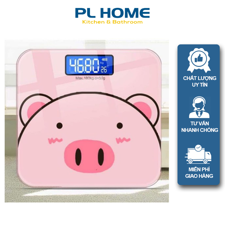 Cân Điện Tử Sức Khỏe Hình Heo Hồng Dễ Thương Kích Thước Nhỏ Gọn Dùng Cho Gia Đình - Tặng Kèm Pin