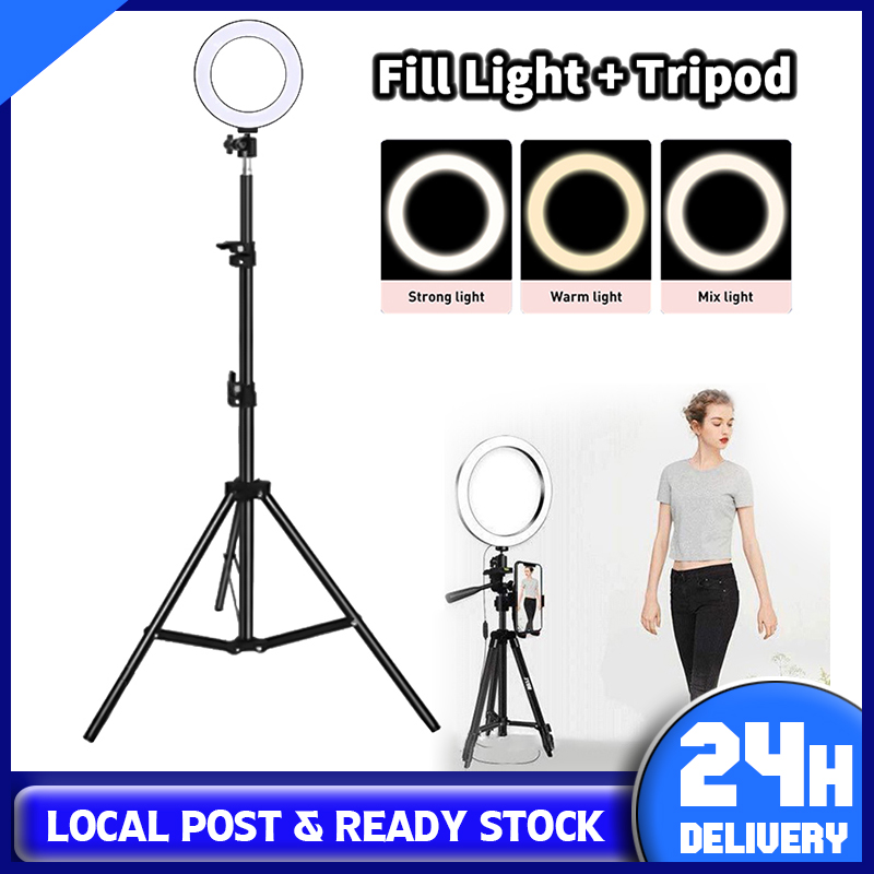 LED Ring Light, ZOMEi 10-inch Desktop Dimmable Beauty Smartphone Ring Light  with 45cm Tripod Cell Phone Holder and USB Plug for Makeup, Portrait Photo,Ring  Light