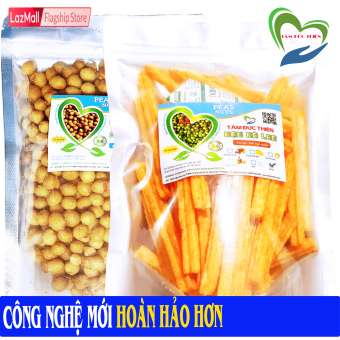 Combo 2 Túi: Đậu Phộng Da Cá Rang Tỏi Ớt 500GR và Túi Bánh Khoai Tây Phô Mai Que Đậu Hà Lan 205GR Tâm Đức Thiện Thực Phẩm Đóng Gói Đóng Hộp Ăn Liền đồ ăn vặt Lazada bánh kẹo quà Tết