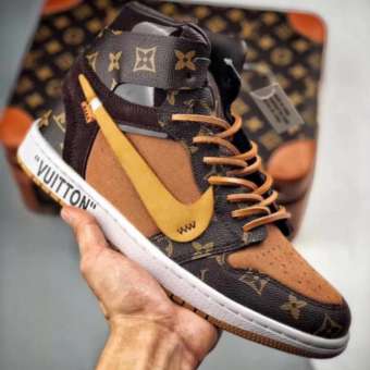 Giày thể thao JD1 Jordan 1 cổ cao LV, Giày sneaker nam nữ JD LV cực hót hàng mới về da lộn 2022