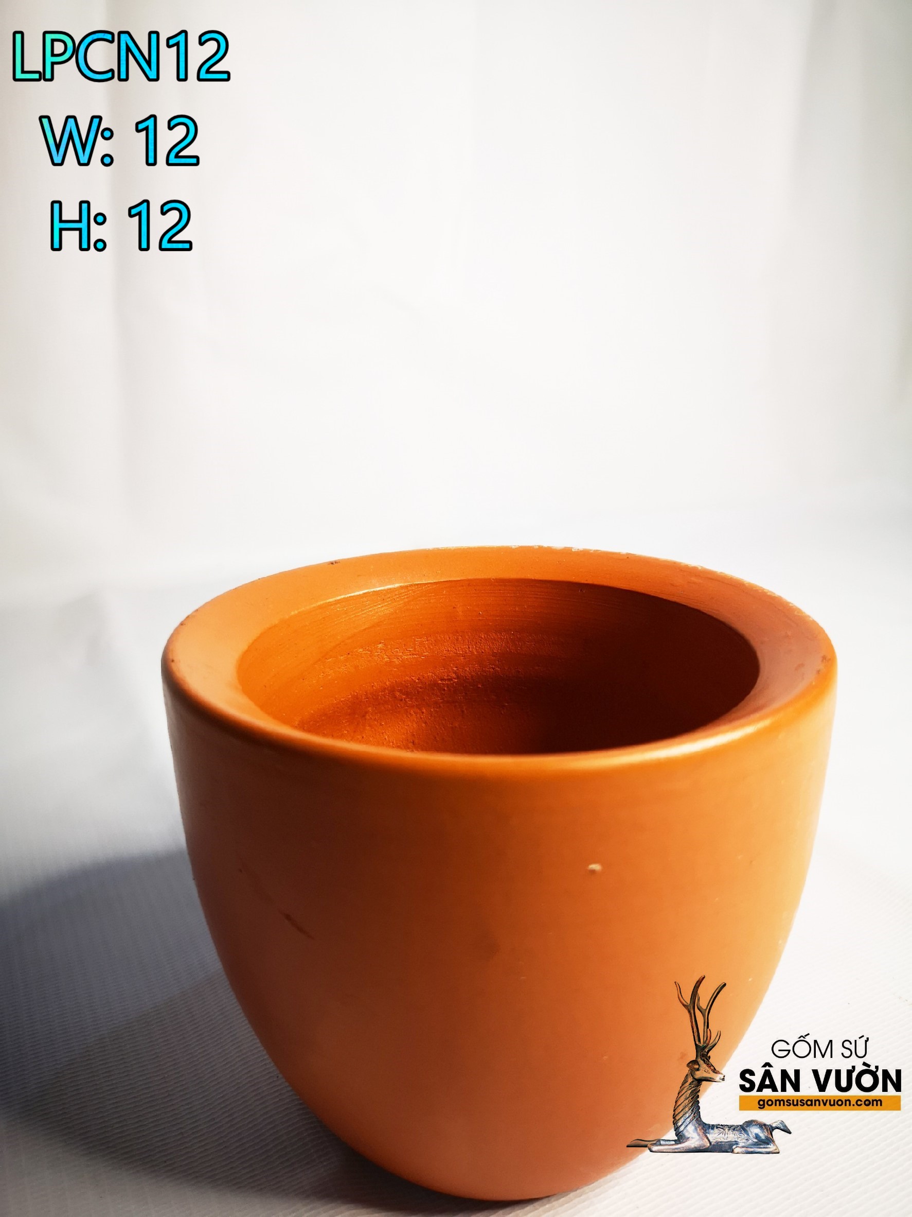 Chậu gốm đất nung kiểu CHẬU CỐI size 12cm LPCN12 (1 cái) - Màu gốm đỏ , chậu trồng cây, gốm sứ sân vườn Bình Dương