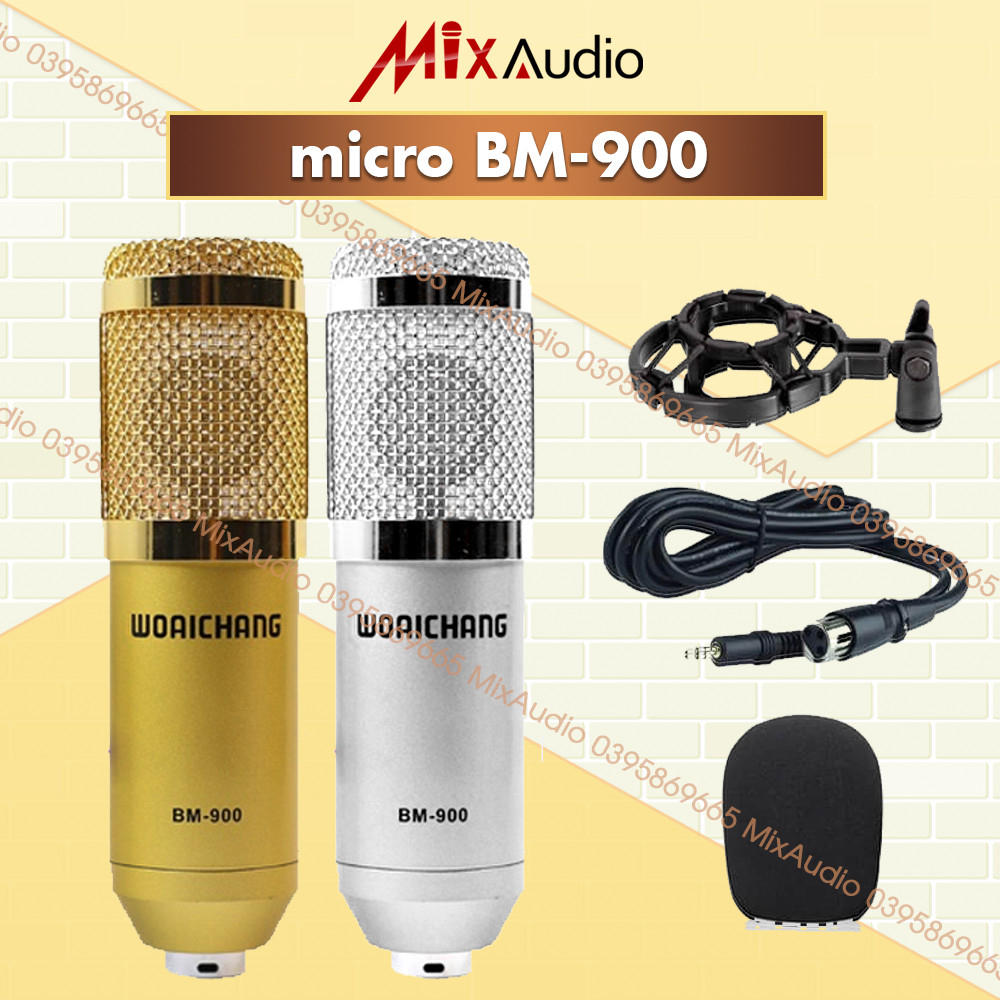 Mic thu âm,livestream cao cấp WoaiChang BM900 kết nối loa, soudncard
