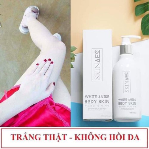 Combo sữa tắm ủ kích trắng da than hoạt tính skin aec white anise body skin