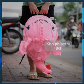 Balo cho pé đi học hình con Rồng vải nhung mịn màu hồng phấn Kute đi học - Balo giống như dạng balo khủng long vải nhung