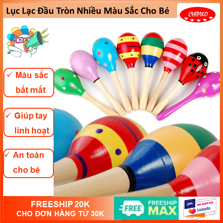Đồ chơi trẻ em Lục lạc cho bé, Xúc xắc gỗ đầu tròn nhiều màu sắc cho bé - Lục Lạc Đầu Tròn Nhiều Màu Sắc Cho Bé