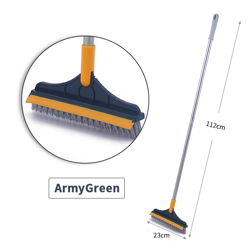 Konco 2 In 1 Cleaning Brush Floor Scrub Brush with water wiper  Mop Long Handle Sweeper Broom Brush Squeegee Tile Cleaning Tools House cleaner - 4