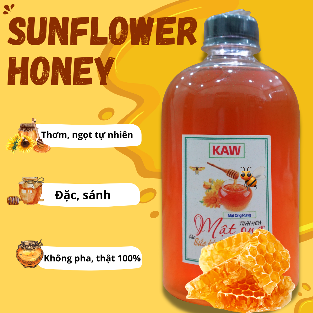 Mật ong nguyên chất hoa tràm, hoa điều, cafe 1 lít, 500 ml, 100 ml - Thơm