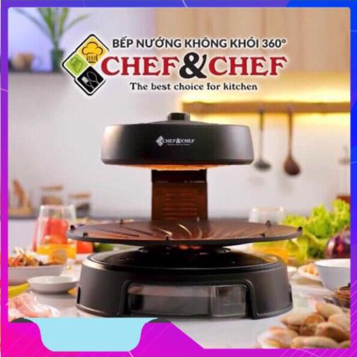 Bếp nướng không khói, bếp nướng chef&chef bbq xoay 360 độhút khói hàn quốc - bh 12 tháng