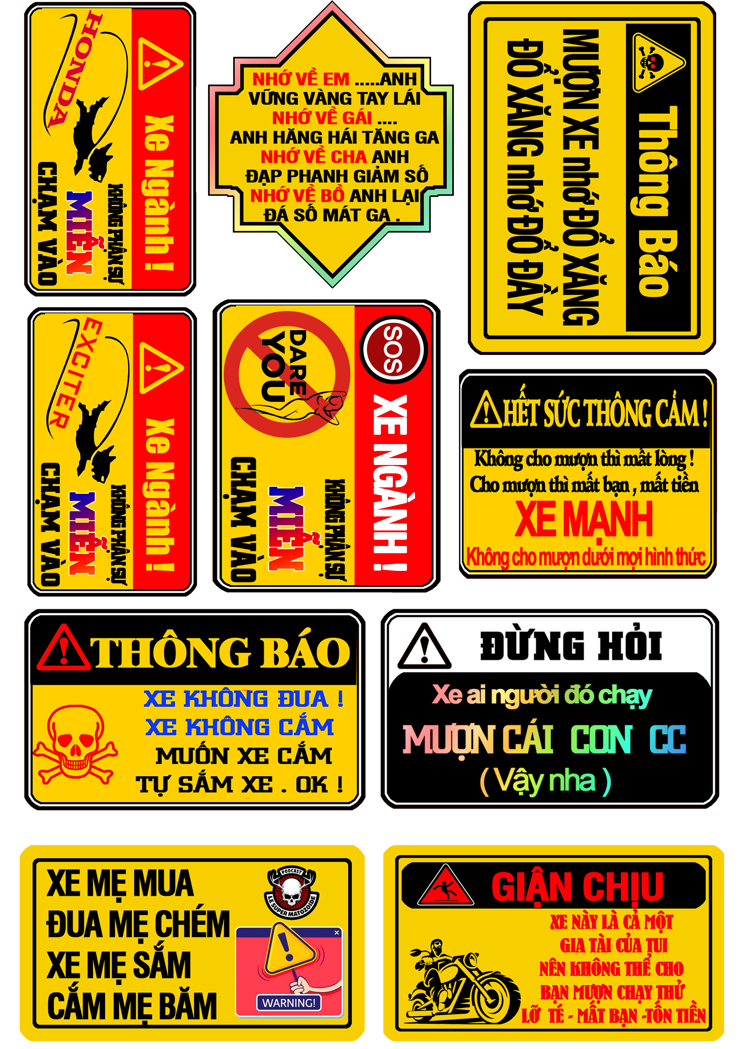 Tem tấm logo cảnh báo lớn chống nước chống bay màu cắt sẵn bằng máy