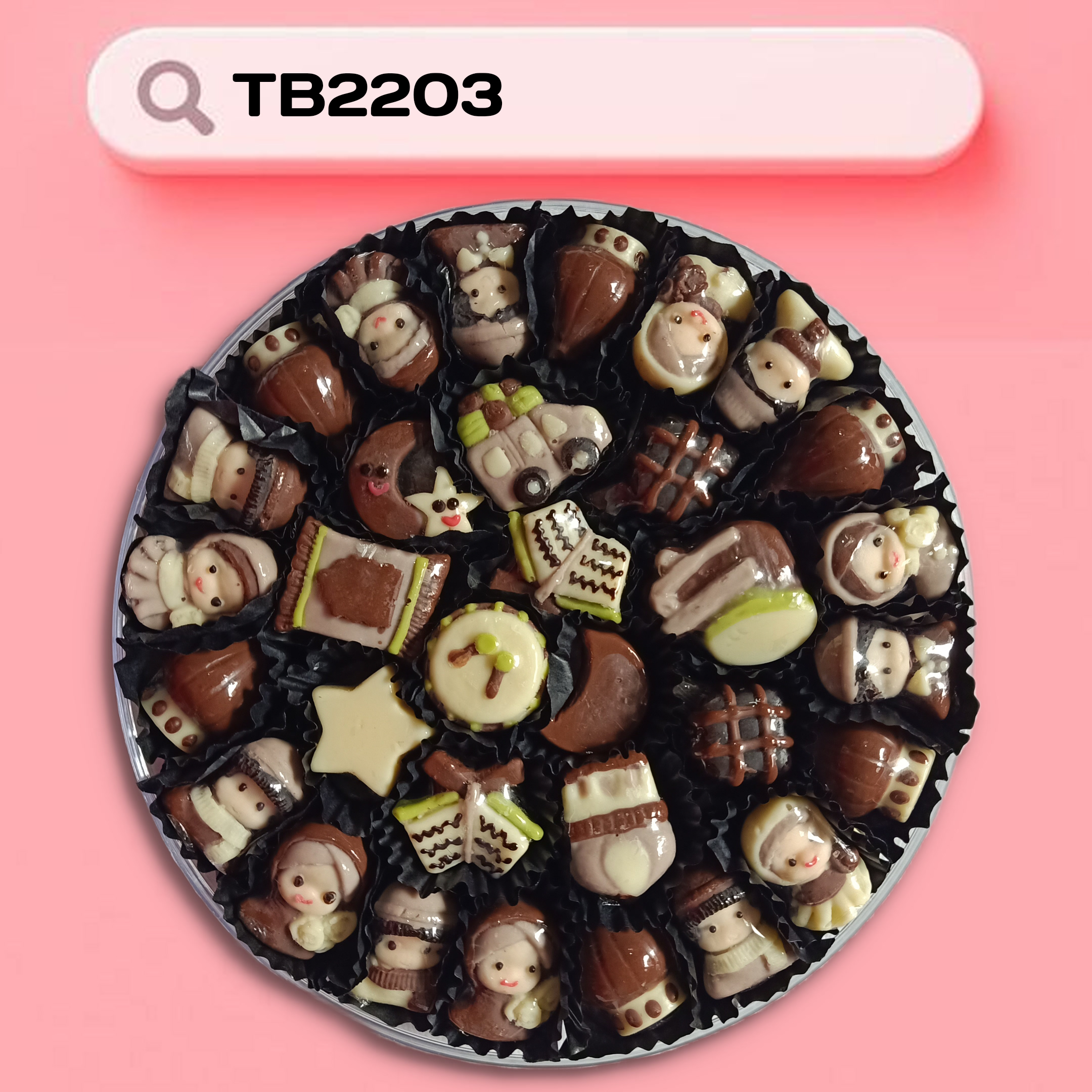 TB2203 Permen Coklat Praline Karakter Idul Fitri ( ketupat, masjid, bedug, bulan, bintang) cocok untuk…