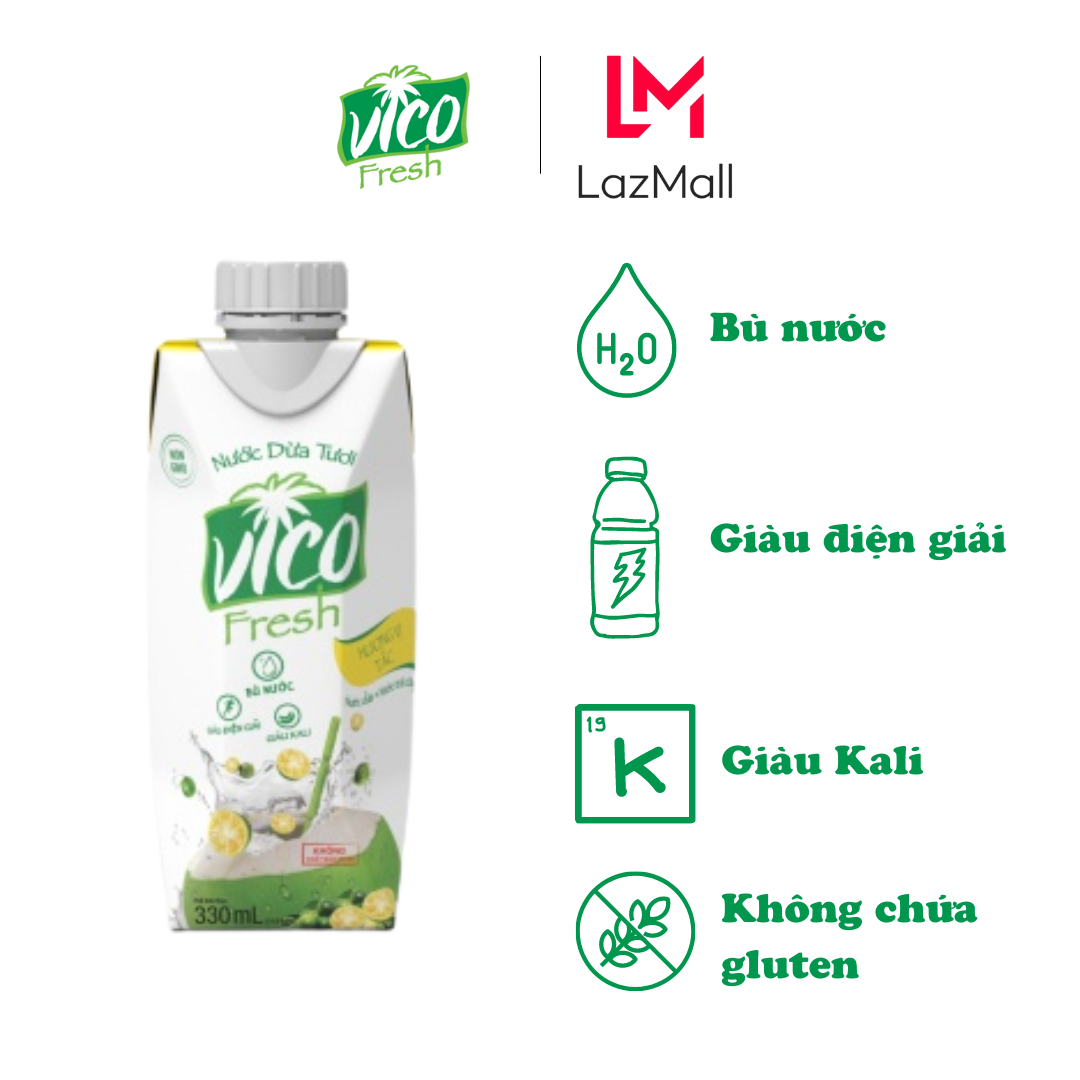 1 hộp nước dừa vico fresh 330ml - vị tắc