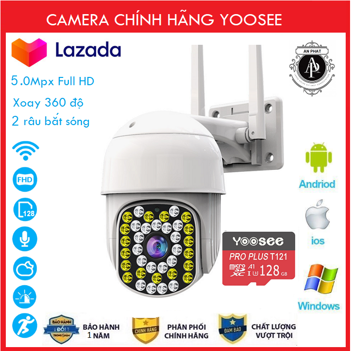Camera wifi camera yoosee Ptz2R38LED 5.0Mpx Full HD hình ảnh sắc nét