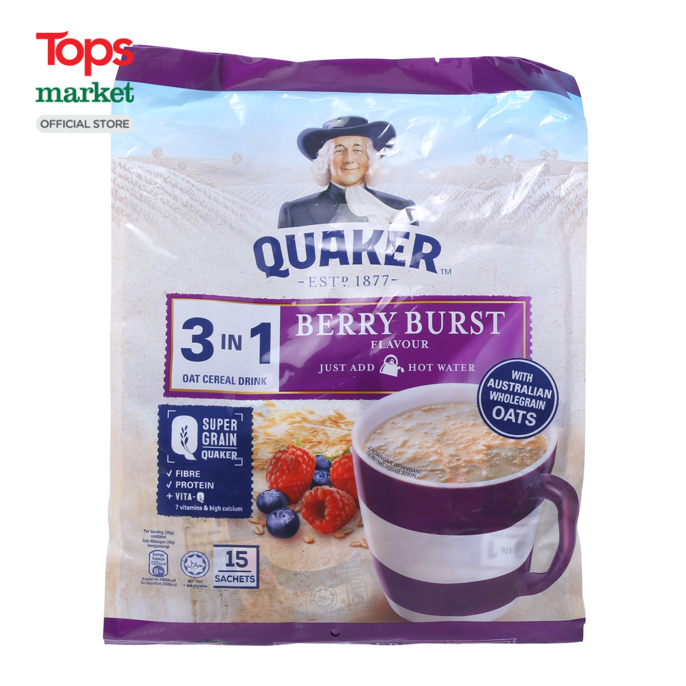 15 gói bột yến mạch quaker 3 trong 1 vị dâu berry 30g
