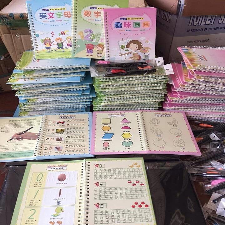 Bộ 3 sách tập tô 3 bút 6 ngòi 3 đệm bút thông minh tự Bộ 3 sách tập tô 3 bút 6 ngòi 3 đệm bút thông minh tự