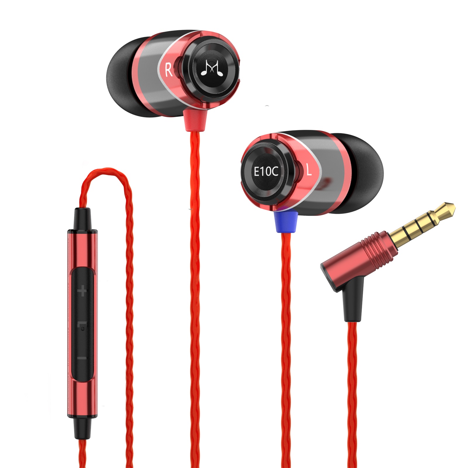 Tai nghe SoundMagic E10C In-ear, Driver 10mm Neodymium, Có Micrô, Màu Đỏ/Vàng/Bạc