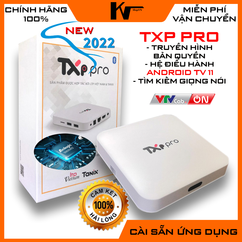 Android TV Box TXP Pro New 2022, Ram 2GB, Bộ nhớ 16GB, Rom ATV 11, Truyền hình bản quyền