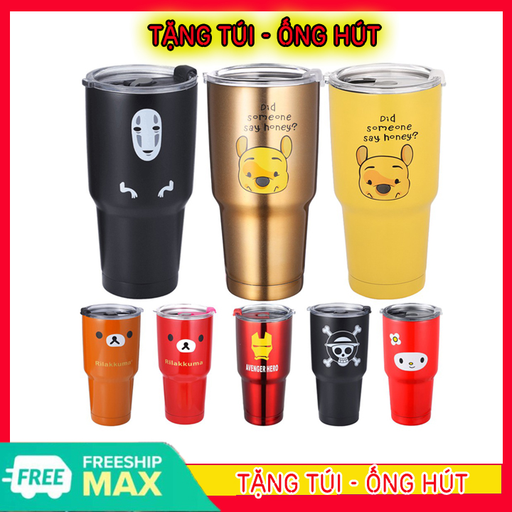 [Ly Tốt - ĐƯỢC CHỌN MẪU] Ly Giữ Nhiệt 24 Giờ Bình giữ nhiệt - Tặng túi giữ nhiệt chống sốc + bộ ống hút Inox