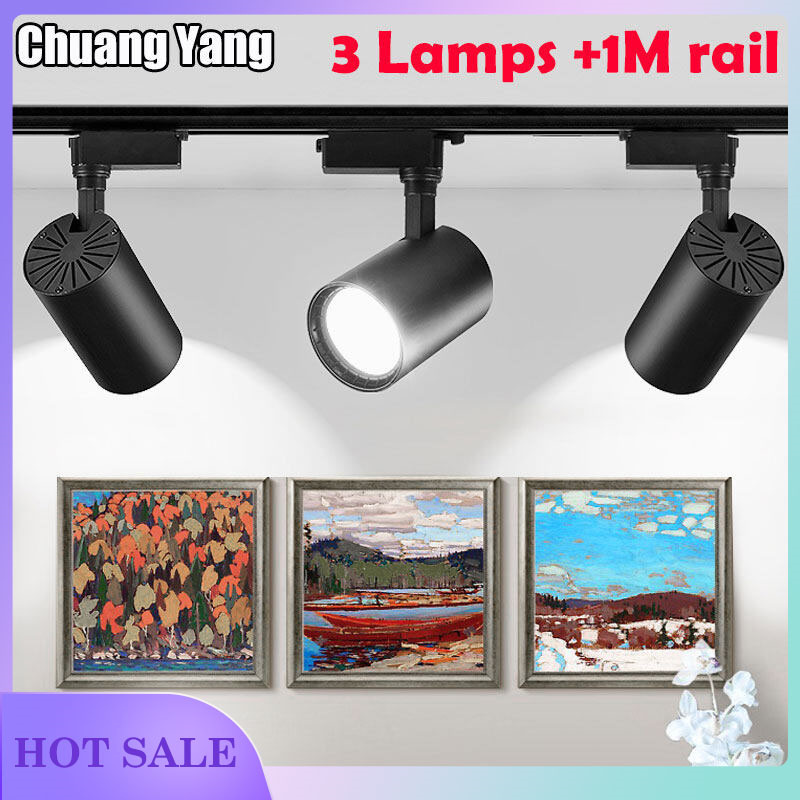Cả Bộ (3 Đèn Đường Ray 1 + 1M) Đèn Led Theo Dõi Có Ray, Bộ 3 Đèn + Đường Ray 1M, hệ Thống Chiếu Sáng Theo Dõi Cho Trần 12/20/30/40W Đèn Chiếu Sáng Cob Trắng Ấm/Tự Nhiên/Lạnh Cho Cửa Hàng Tại Nhà