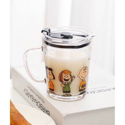 CỐC PHA SỮA THUỶ TINH CHIA VẠCH SIÊU TIỆN LỢI CÓ NẮP VÀ ỐNG HÚT CHO BÉ