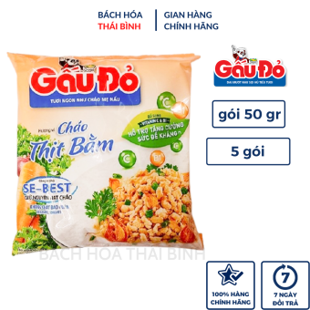 5 gói Cháo ăn liền thịt bằm/gà gấu đỏ 50g