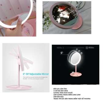 ẢNH THẬT - GƯƠNG TRANG ĐIỂM ĐỂ BÀN CÓ ĐÈN LED SIÊU LUNG LINH - NÚT CẢM ỨNG CHUYỂN CHẾ ĐỘ 3 MÀU ÁNH SÁNG - GƯƠNG TRANG ĐIỂM ĐẸP VÀ TIỆN DỤNG CHO CÁC CHỊ EM - HÀNG GIA DỤNG TIKTOK THÔNG MINH
