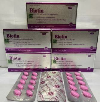 Viên uống BIOTIN bổ sung biotin+vitamin B5 giúp giảm rụng tóc, bảo vệ da, chắc móng – Hộp 20 viên