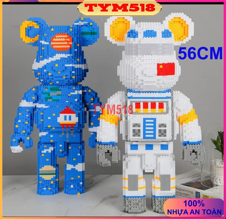 Xếp hình Gấu Bearbrick cỡ lớn 55cm Đồ chơi lắp ráp mô hình bear bricK cho bé