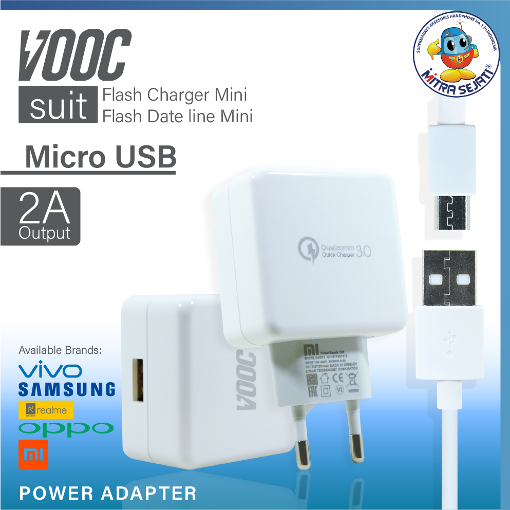 Charger VOOC Micro R15 QC3 for Oppo Realme Samsung Vivo Xiaomi Charger Handphone Fast Charging Casan